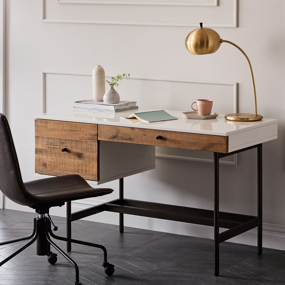 reclaimed wood and lacquer desk