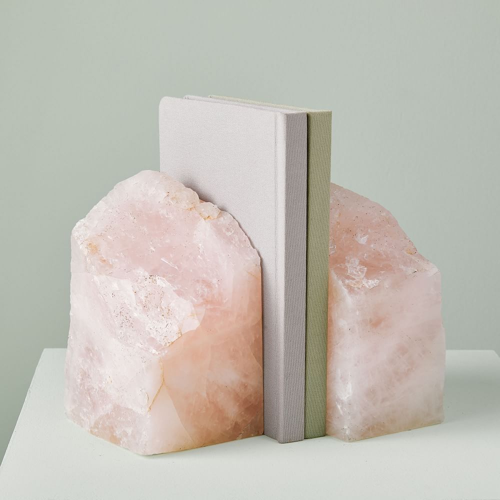 Natural Rose Quartz Bookends (Set of 2) West Elm