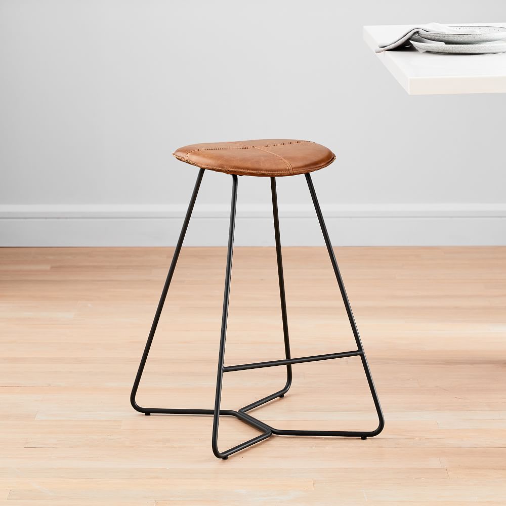 west elm slope leather bar stools