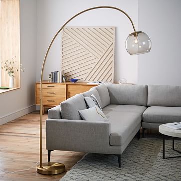 west elm overarching linen shade floor lamp