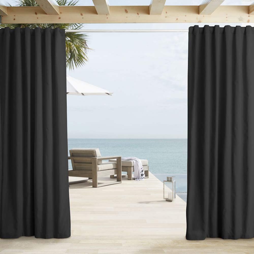 Outdoor Solid Curtain Black West Elm