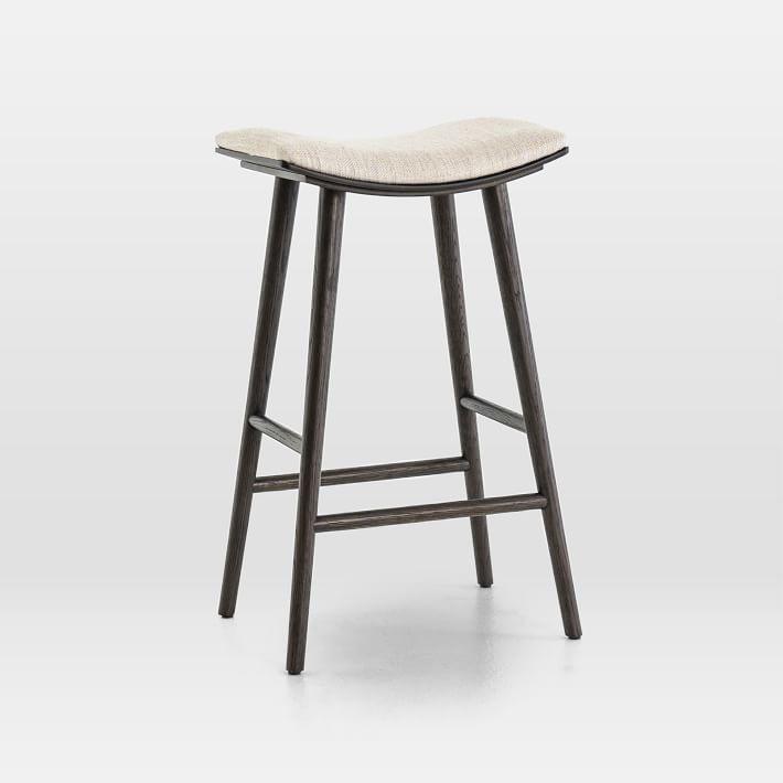 Essence Natural Saddle Style Wood Bar Stool in Black/Cream