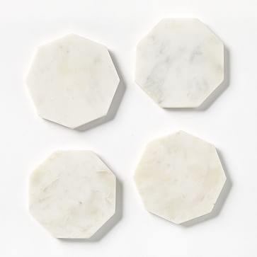 Stone Octagonal Coasters, Set of 4, White