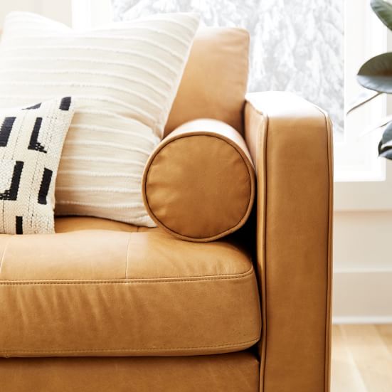 Dennes Leather 2 Piece Chaise Sectional Sofa With Chaise West Elm