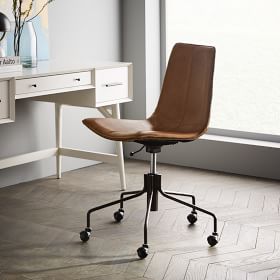 west elm slope leather swivel office chair