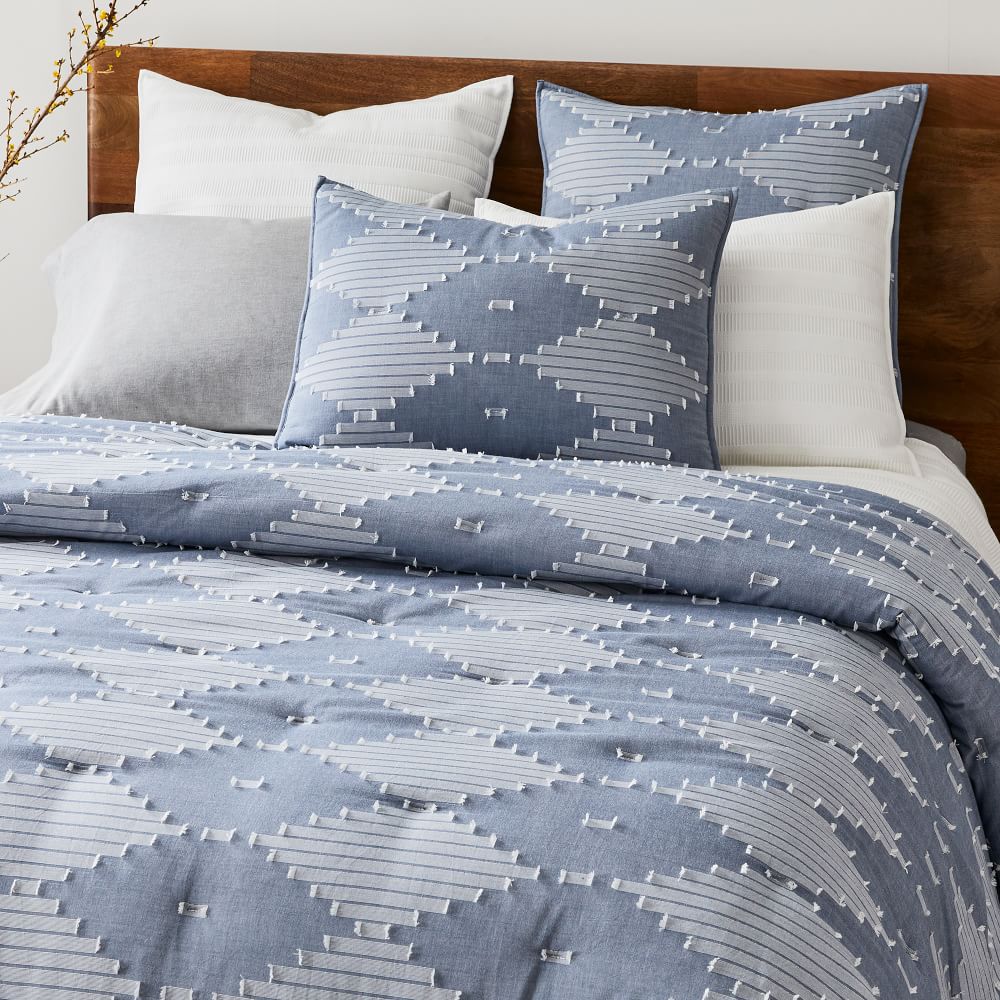 Clipped Diamond Chambray Comforter & Shams West Elm