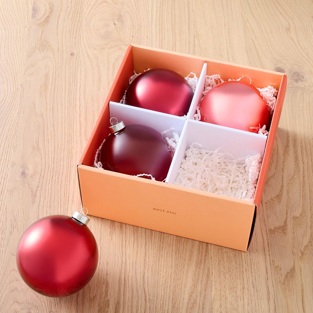 Large Tonal Red Ornaments (Set of 4) West Elm