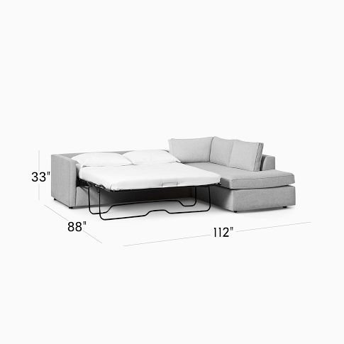 Harris 2-Piece Sleeper Sectional w/ Bumper Chaise (112