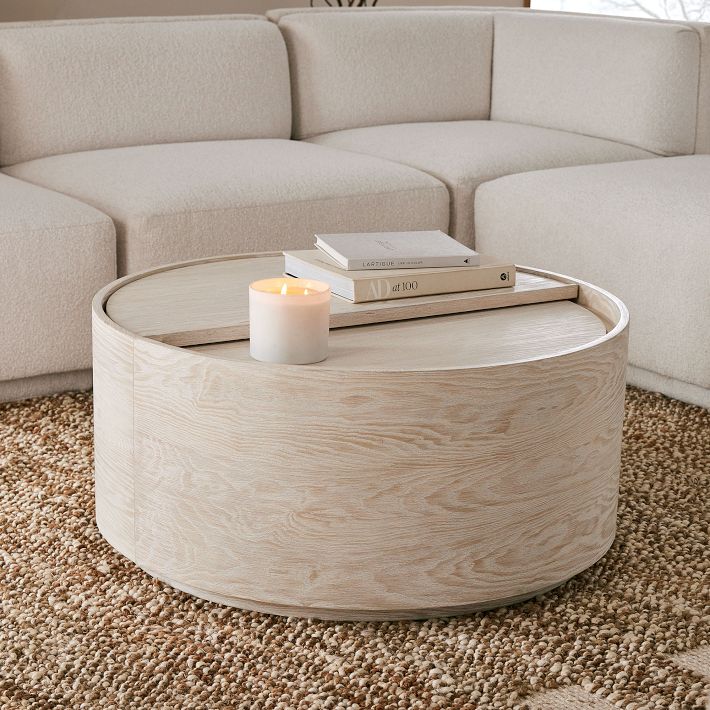 west elm volume round storage coffee table