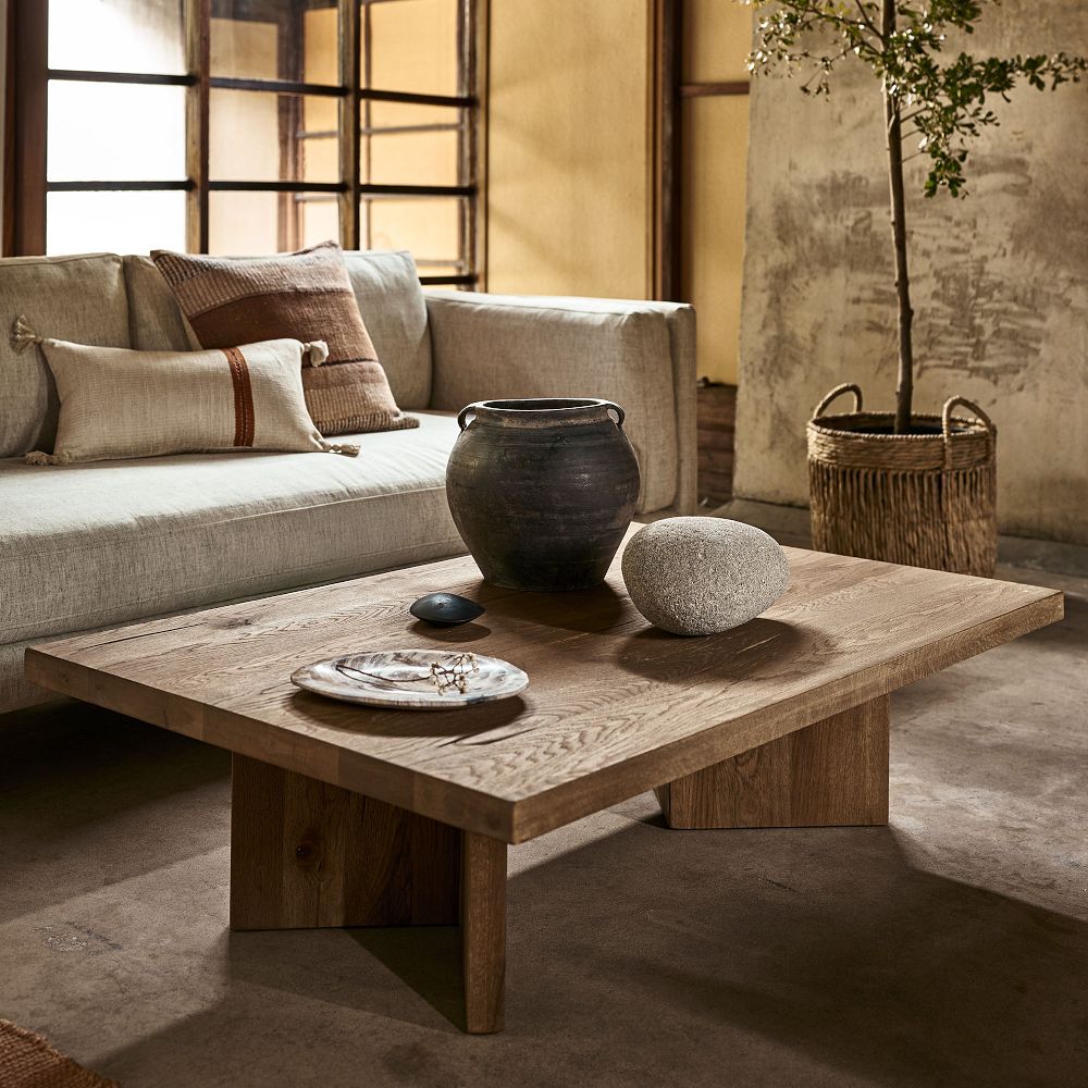 devon storage coffee table in ivory and walnut