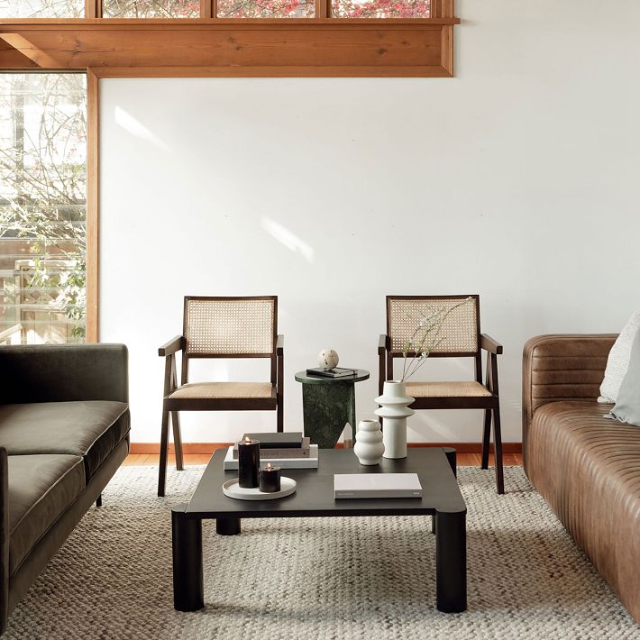 Column Legs Coffee Table Modern Living Room Furniture West Elm