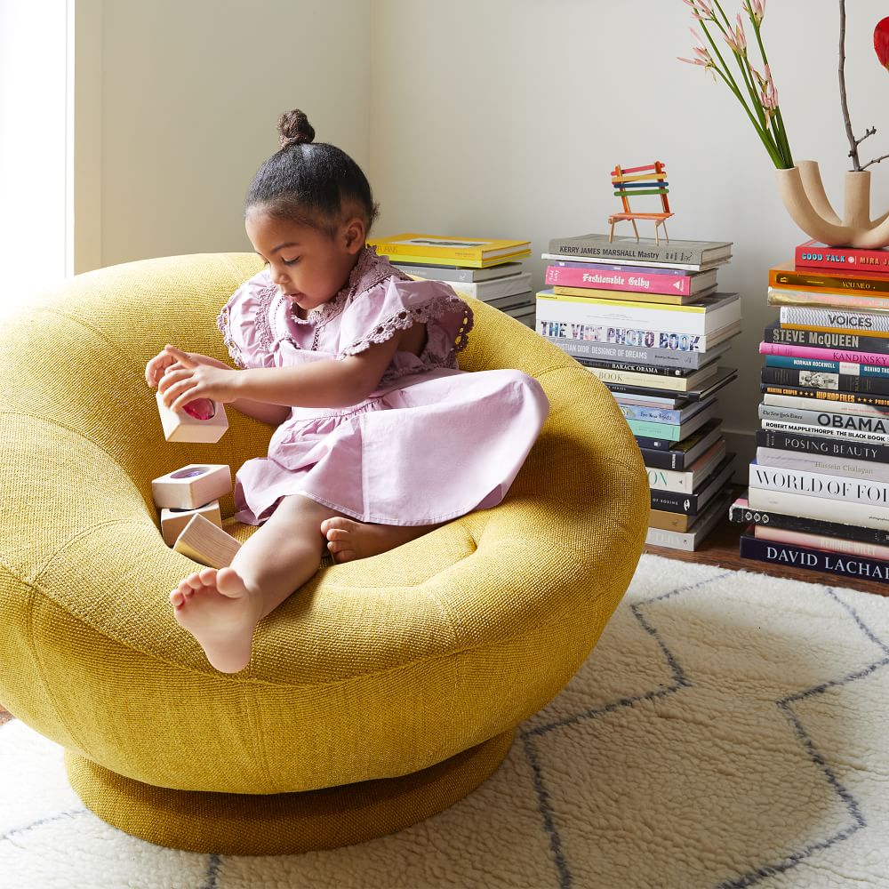 Petite Groovy Swivel Chair West Elm