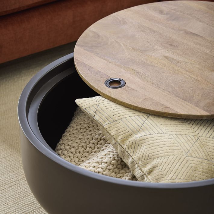 drum storage coffee table west elm