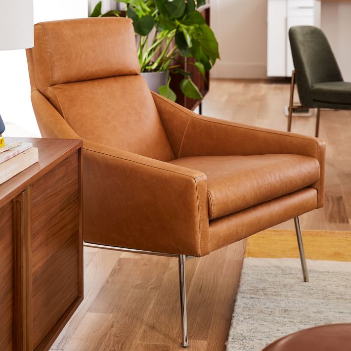 west elm leather armchair