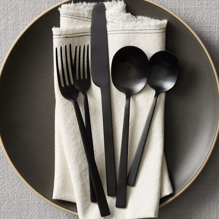 Kanto Stainless Steel Flatware Sets Black Satin West Elm