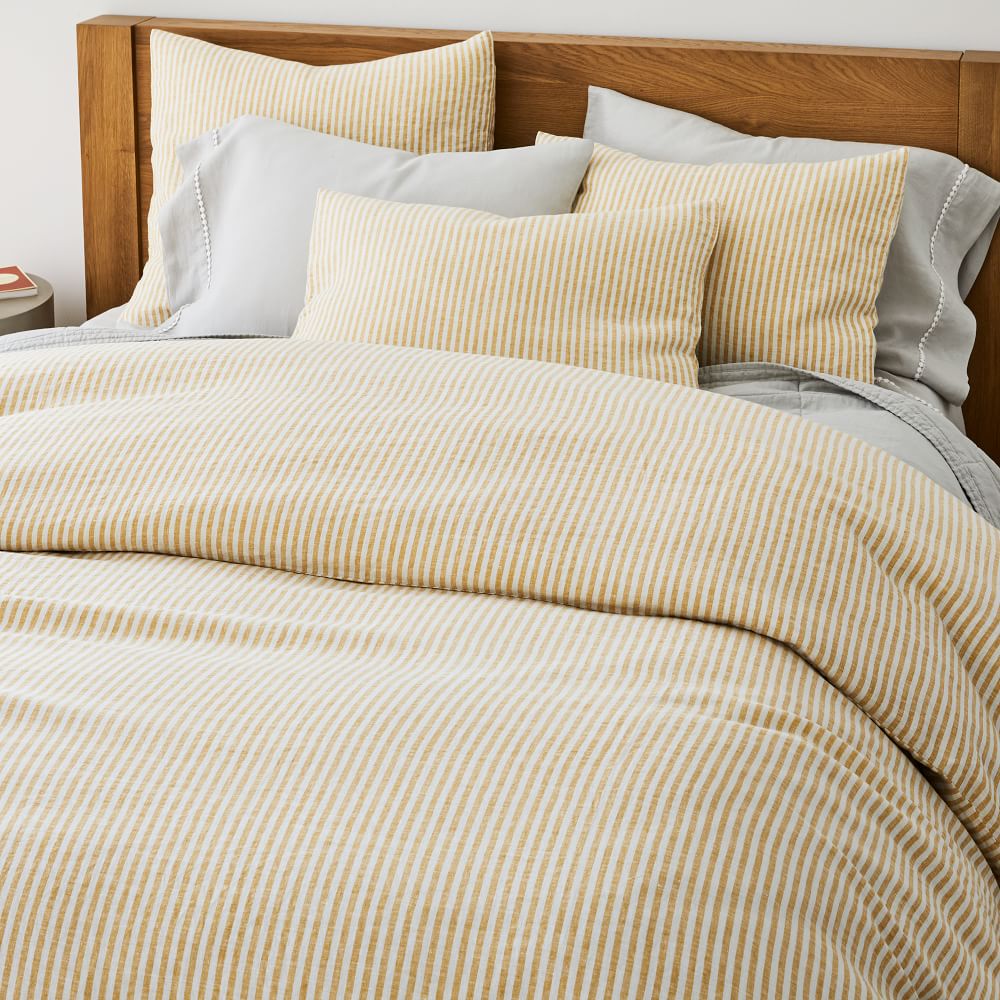 European Flax Linen Classic Stripe Duvet Cover & Shams West Elm