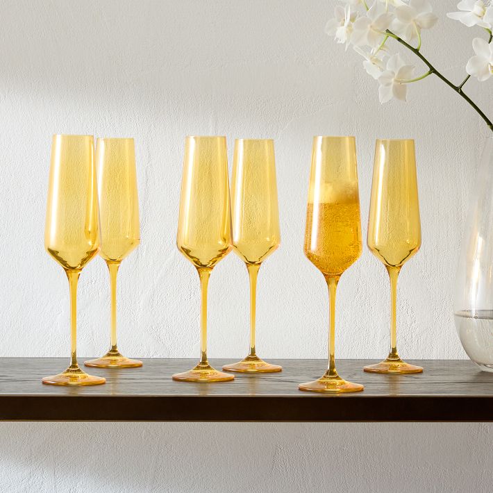 Estelle Colored Glass Champagne Flute (Set of 6) West Elm