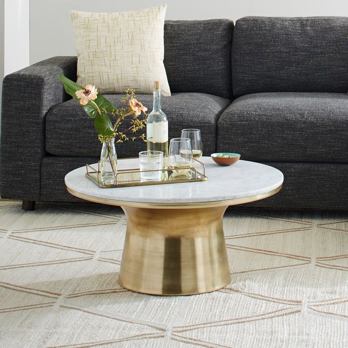 Marble Topped Pedestal Coffee Table | Modern Living Room Furniture | West Elm