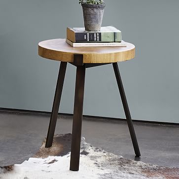 natural wood side table round