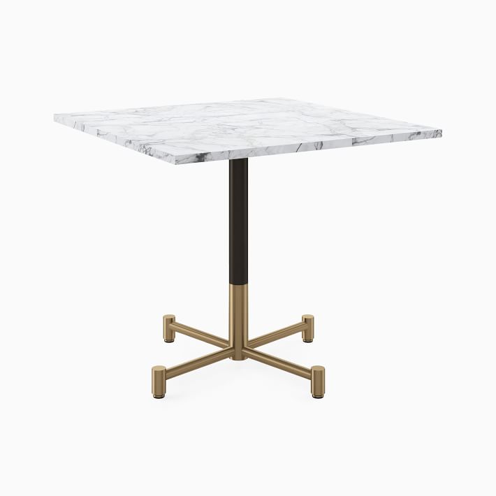 white marble square table