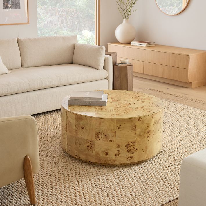 Volume Round Drum Coffee Table (36") Burl West Elm