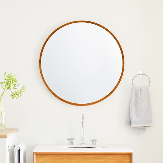Thin Wood Round Bath Mirror 30" West Elm