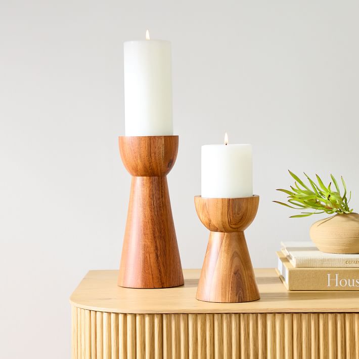 Pure Wood Pillar Candle Holders West Elm