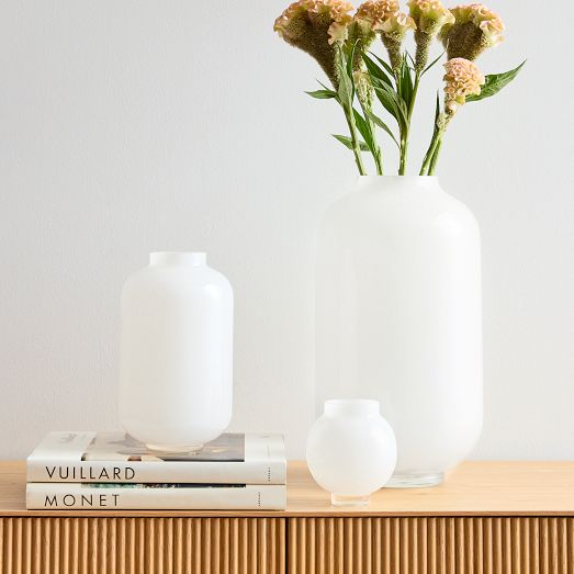 Mari Glass Vases - Milk | West Elm