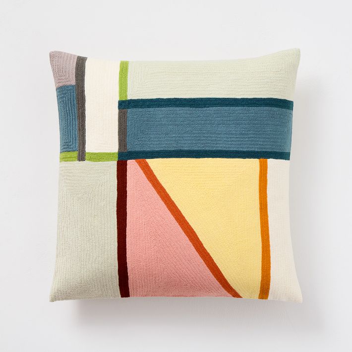 Crewel Geo Colorblock Pillow Cover West Elm