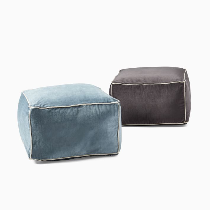 Cotton Velvet Pouf | West Elm