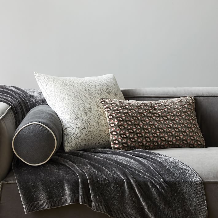 Classic Cotton Velvet Bolster Pillow West Elm