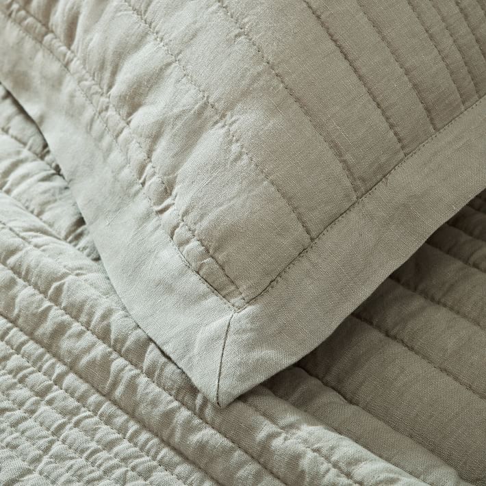 European Flax Linen Linework Quilt & Shams West Elm