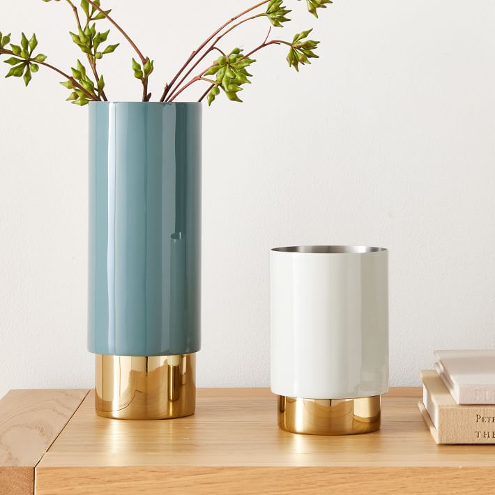 Enamel Brass Tube Vases West Elm