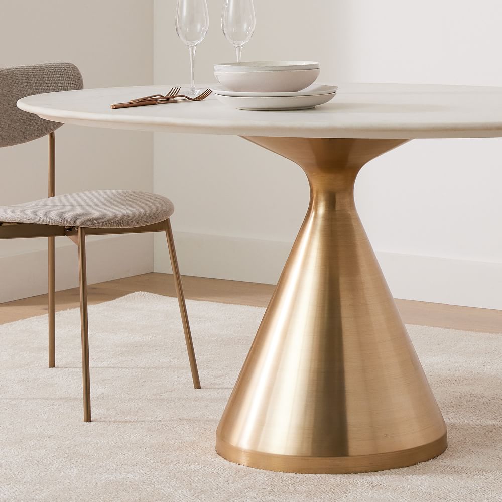 Silhouette Pedestal Marble Round Dining Table (44", 60") West Elm