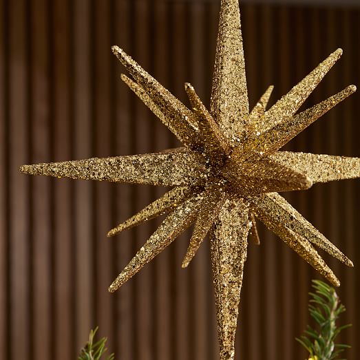 Kraft & Glitter Gem Starburst Tree Topper - Gold | West Elm