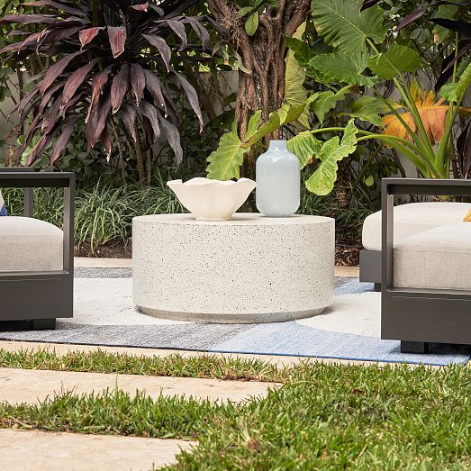 Terrazzo Drum Outdoor Round Coffee Table (36") | West Elm