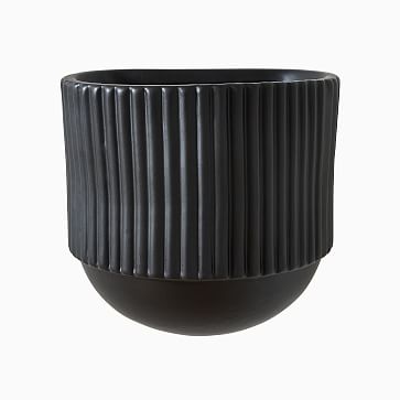 Fluted Ceramic Wallscape Planter, 5.6'', Black