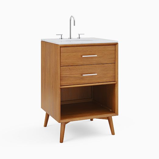 MidCentury Open Storage Single Bathroom Vanity (24"49") Acorn