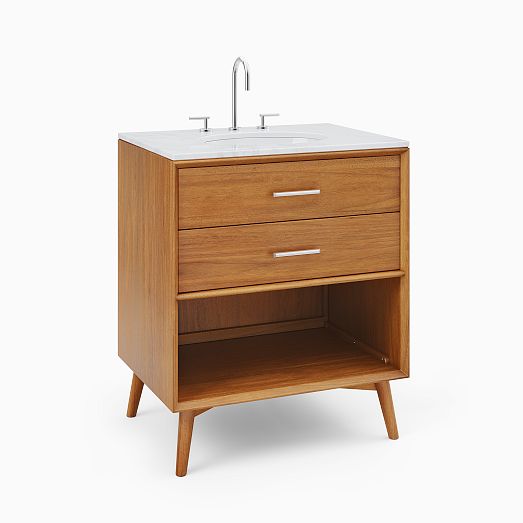 MidCentury Open Storage Single Bathroom Vanity (24"49") Acorn