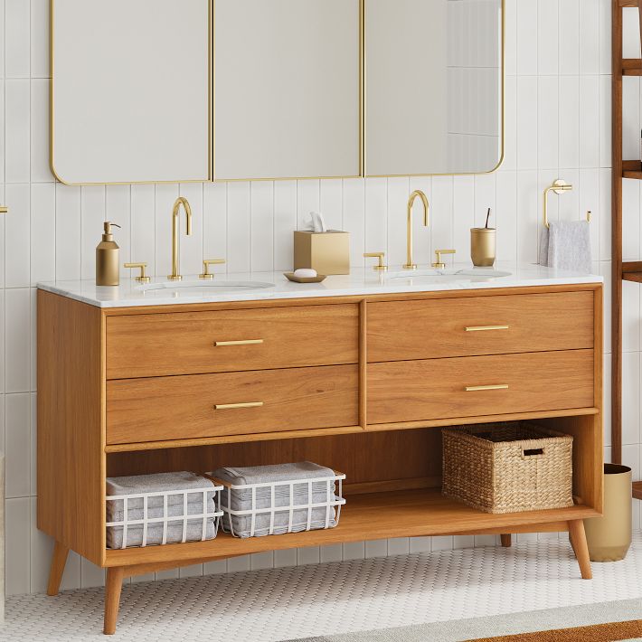 MidCentury Open Storage Double Bathroom Vanity (63") Acorn West Elm