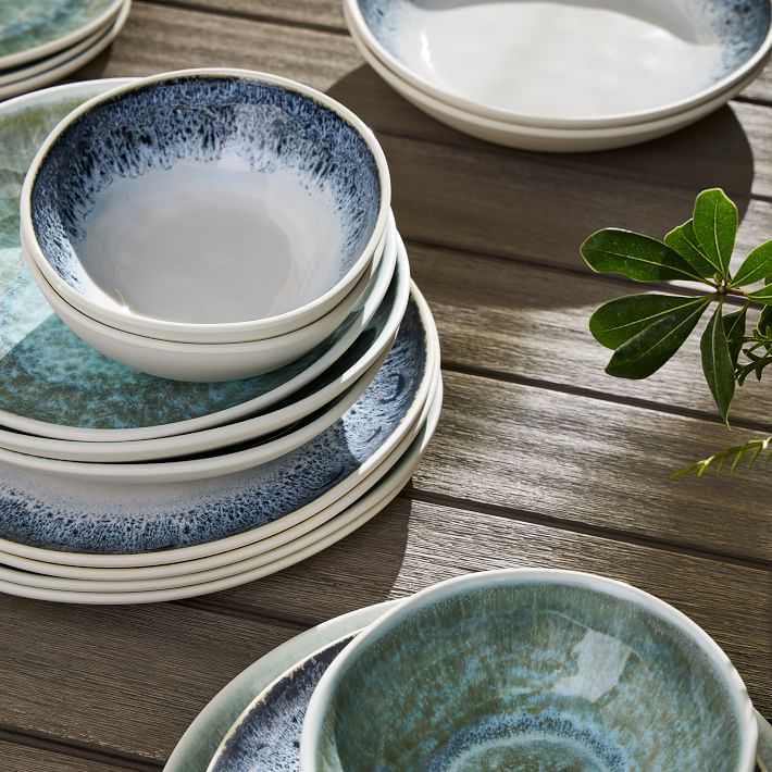 Reactive Glaze Melamine Outdoor Dinnerware (Set of 16) West Elm