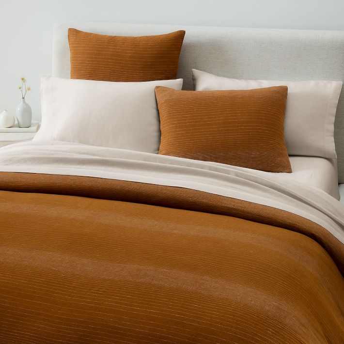 European Flax Linen Graduated Stripe Duvet Cover & Shams West Elm
