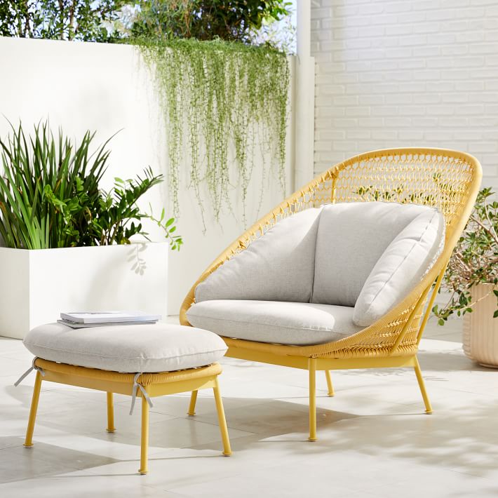 Paradise Outdoor Lounge Chair & Ottoman Set West Elm