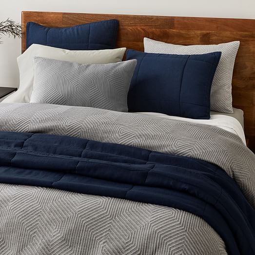 European Flax Linen Box Stitch Quilt & Shams West Elm