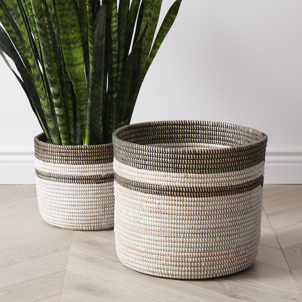 Colourblocked Basket Floor Planters West Elm