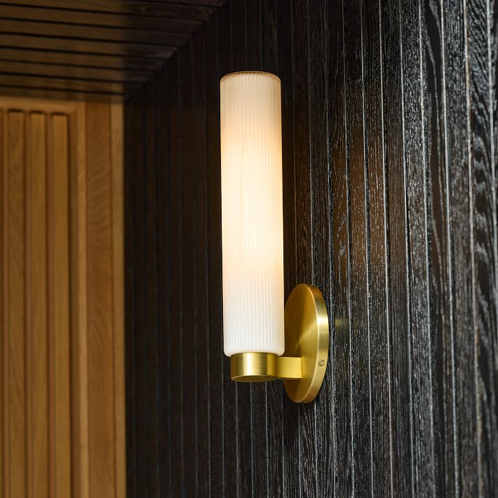 Fluted Glass Indoor/Outdoor Sconce (3") West Elm