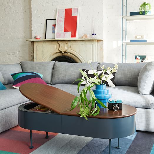 Ruby Storage Coffee Table Petrol Blue Modern Living Room Furniture