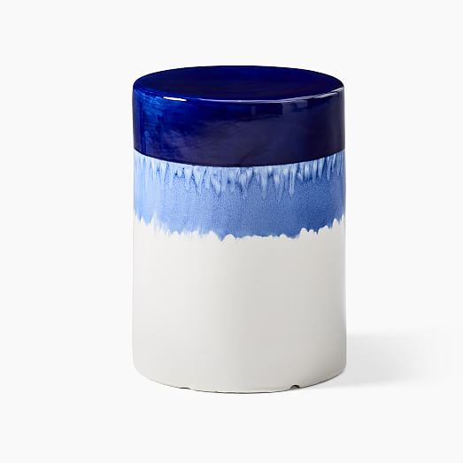 blue ceramic outdoor side table