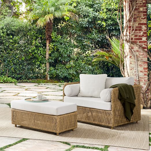 Coastal Outdoor Lounge Chair & Ottoman | West Elm