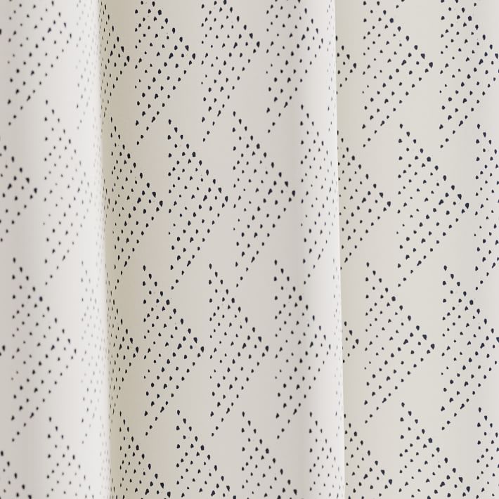 Cotton Canvas HandDrawn Triangle Curtains (Set of 2) Midnight West Elm